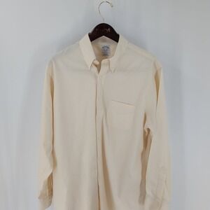 Brooks Brothers Regent Fit Classic Button-Down Dress Shirt Beige Size‎ 34